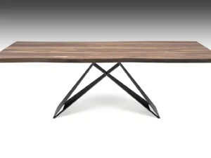 Tavolo in legno noce e base in acciaio Premier Wood di Cattelan Italia