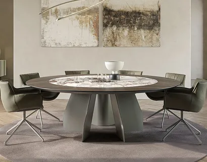 Tavolo con top in legno e ceramica Senator Ker-Wood Round di Cattelan Italia