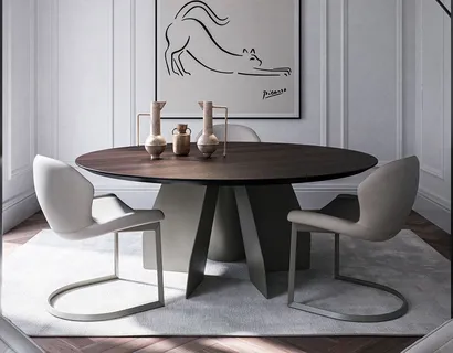 Tavolo con top in legno Senator Round di Cattelan Italia
