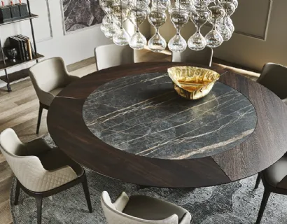 Tavolo rotondo in legno e ceramica Skorpio Ker Wood Round di Cattelan Italia