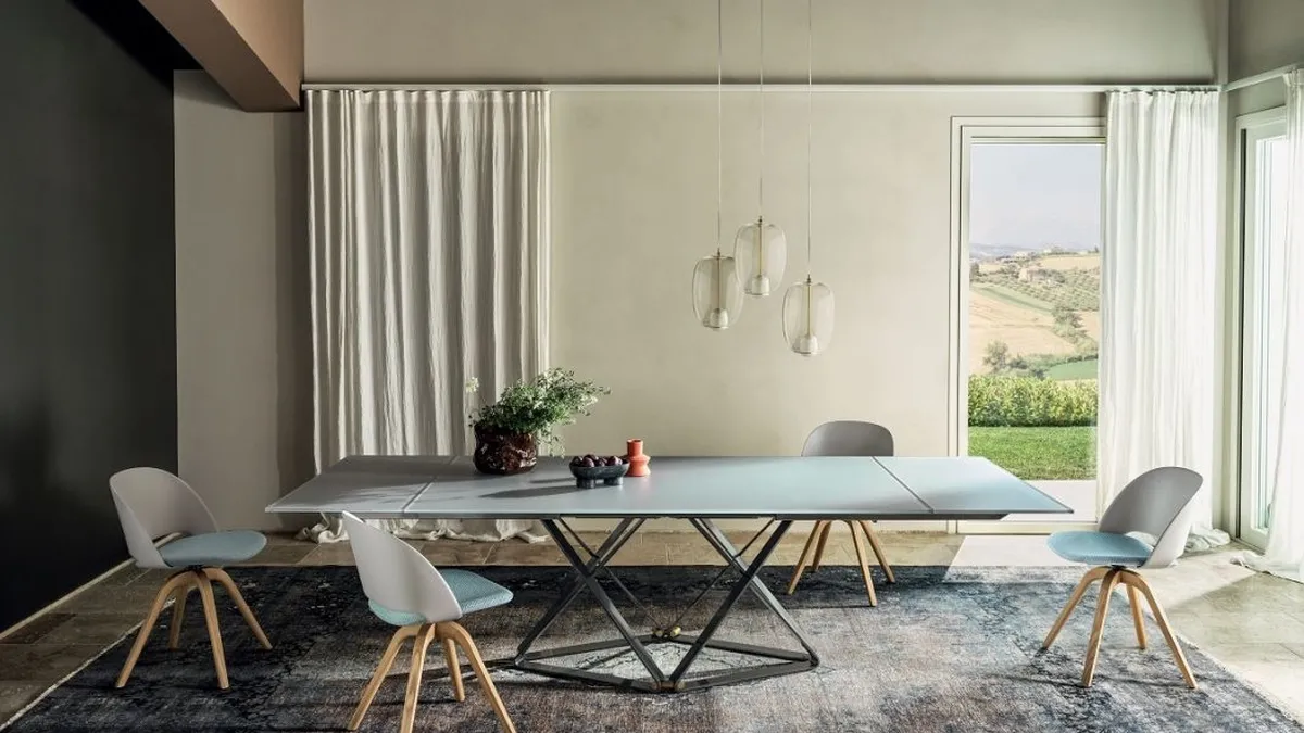 Tavolo allungabile Delta in cristallo di Bontempi