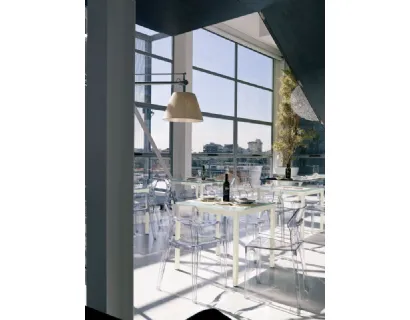 Tavolo da esterno Diesis Outdoor in vetro e metallo di Bontempi moderno fisso