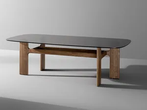 Tavolo Hippos con top in vetro di Bonaldo