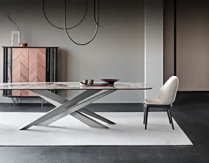 Tavolo Lancer con piano in ceramica effetto marmo Keramik di Cattelan Italia