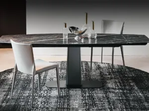 Tavolo allungabile con base in metallo e piano in ceramica Linus Keramik Drive di Cattelan Italia