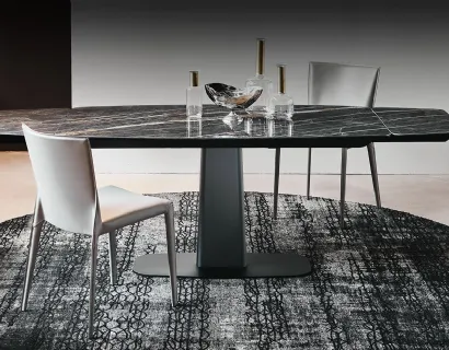 Tavolo allungabile con base in metallo e piano in ceramica Linus Keramik Drive di Cattelan Italia