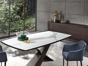 Tavolo Living in legno e ceramica di Riflessi