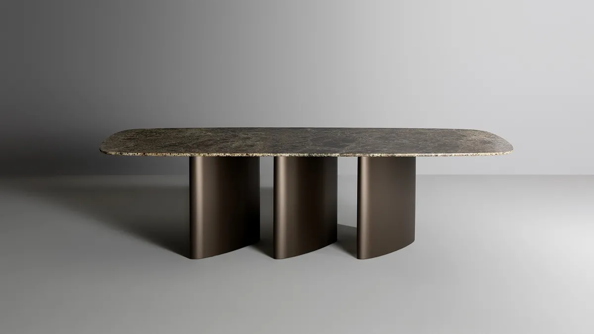 Tavolo Louver con top in marmo di Bonaldo