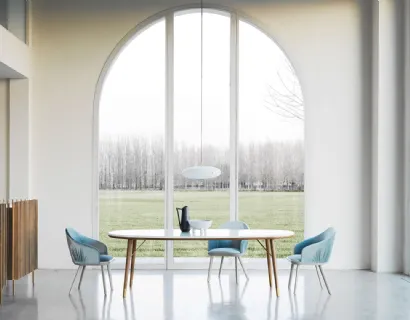 Tavolo ovale in vetro retrolaccato New Merge 01 di Presotto