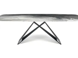 Tavolo con base in acciaio e piano in cristallo Premier Crystalart di Cattelan Italia