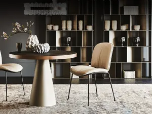 Tavolo con base conica in acciaio e piano in ceramica Saturno Keramik Bistrot di Cattelan Italia