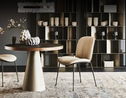 Tavolo con base conica in acciaio e piano in ceramica Saturno Keramik Bistrot di Cattelan Italia