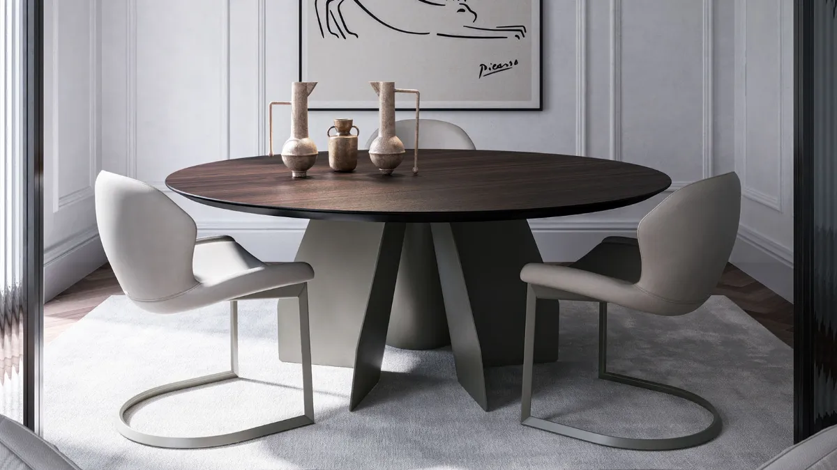 Tavolo con top in legno Senator Round di Cattelan Italia