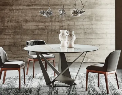 Tavolo rotondo in ceramica con base in acciaio Skorpio Keramic Round di Cattelan Italia