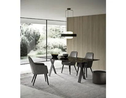 Tavolo rettangolare Tailor in ceramica con base in metallo di Presotto