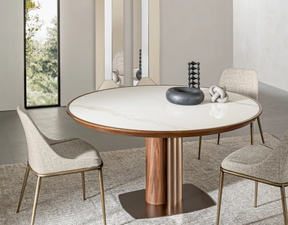 Tavolo Tower in legno e ceramica di Riflessi