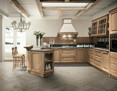 Cucina Classica con penisola Bolgheri 08 in Rovere Natura di Stosa