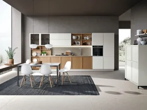 Cucina Classica lineare Newport v08 in Rovere Avena e laccato Bianco Ice di Stosa