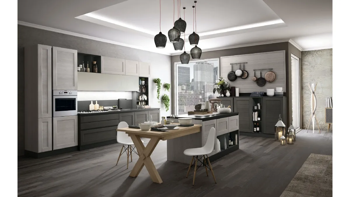 Cucina Classica York v5 in Rovere Calce e Lava di Stosa