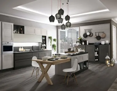 Cucina Classica York v5 in Rovere Calce e Lava di Stosa