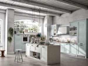Cucina Classica York v8 in Rovere Bianco e Celeste con Maniglia Francesca di Stosa