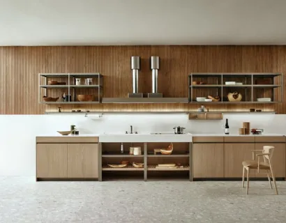 Cucina Design lineare KLab 04 in Rovere Nordic di Ernestomeda