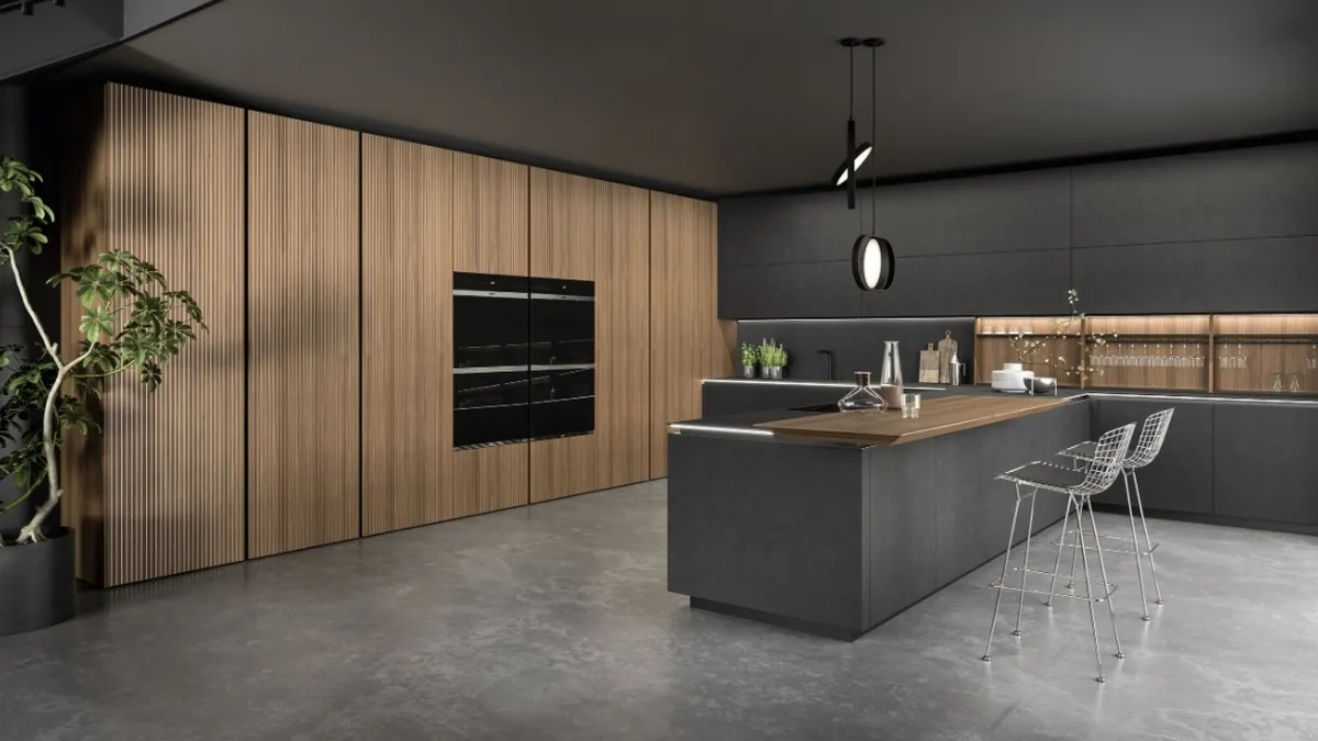 Cucina Design con penisola Link 01 di Snaidero