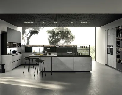 Cucina Design con isola Link Pietra Serena di Snaidero