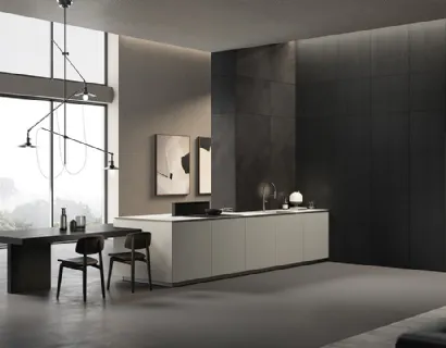 Cucina Design con penisola Obliqua 01 in Fenix Grigio Seta di Ernestomeda