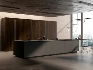 Cucina Design con isola One 02 in Fenix Grigio Etna di Ernestomeda