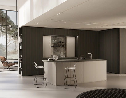 Cucina Design in melaminico con isola in laccato One 04 di Ernestomeda