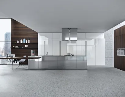 Cucina Design lineare in acciaio Opera 01 di Snaidero