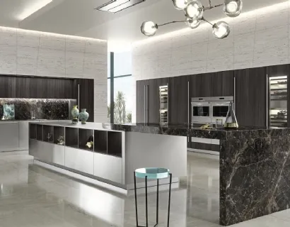 Cucina Design Opera Acciaio e Eucalipto di Snaidero
