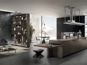 Cucina Design Soul 03 con isola in Rovere Termotrattato e Laccato Opaco di Ernestomeda