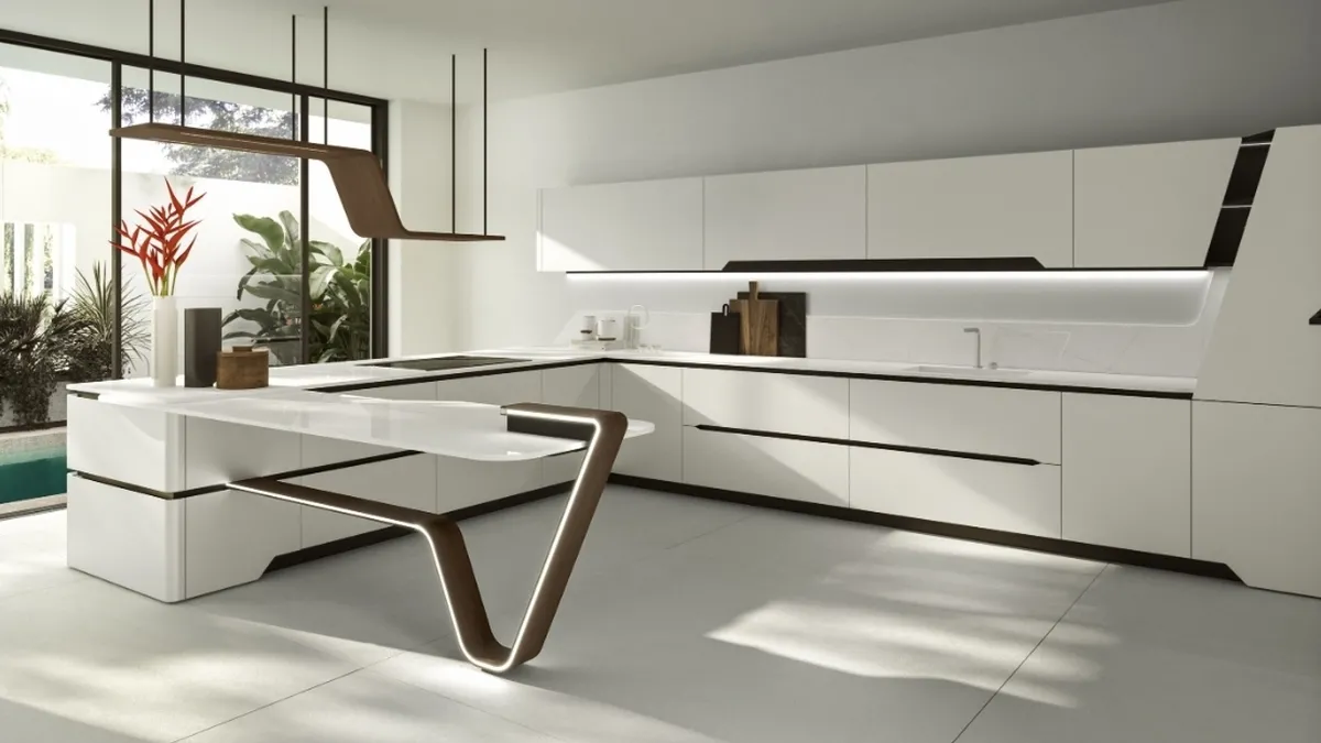 Cucina Design con penisola Vision 01 di Snaidero