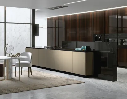 Cucina Design con isola Way Oro e Eucalipto di Snaidero