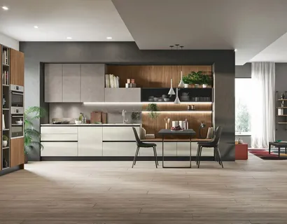 Cucina Moderna Art-Kaya 02 in materico cemento di Stosa
