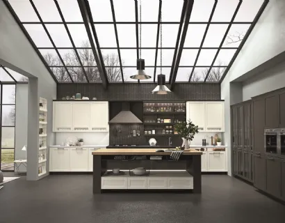 Cucina Moderna lineare Hera in materico rovere e laccato di Snaidero