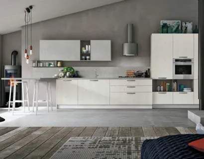 Cucina Moderne Infinity v12 in Larice Bianco e Cemento di Stosa