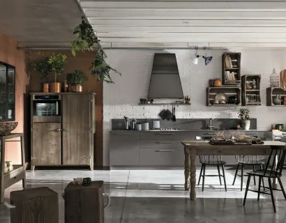 Cucina Moderne Infinity v22 in Grey Wood e Cemento Vulcano di Stosa