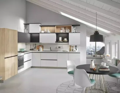 Cucina Moderna angolare Joy Bianco e Rovere di Snaidero