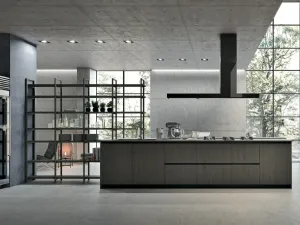Cucina Moderne Natural v5 in Rovere Dark e laccato color Trend Grigio Daytona di Stosa