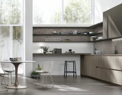 Cucina Moderna ad angolo Natural v05 in Rovere Grey di Stosa