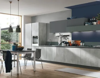 Cucina Moderna Infinity v16 Cemento e Fenix Grigio Verde di Stosa