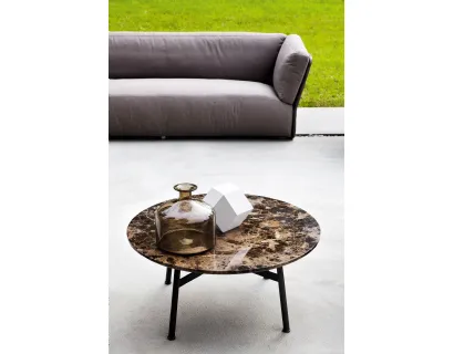 Tavolino rotondo Summer Set in acciaio con top in ceramica di Varaschin